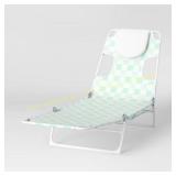 Folding Lounger Blue Check - Sun Squad