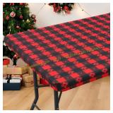 3 ct black/red Rectangle Vinyl Table Cloth, 30"x72