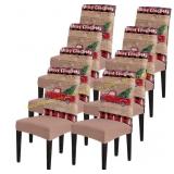 8 Pack Savannan Christmas Chair Slipcovers