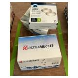 Bath room faucets, flush mount lights