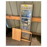 Wood folding tv table, full length mirror