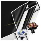 40 Sheets Black & White Floral Wrapping Paper & 3
