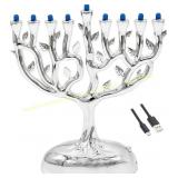 2 ct The Dreidel Co Mini Electric Menorah, Silver