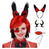 2 Ct. AKZKQKER Anime Alastor Wig & Devil Horns