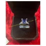 Ladies Stacked Ocean Blue Gemstone Size 6