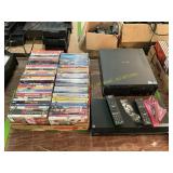 Assorted dvds, blue ray player, Lenovo computer