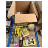Assorted drill bits, staple gun, tools