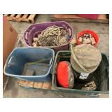 Rope, hunting stools, weights