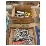 Assorted hand tools, drill bits