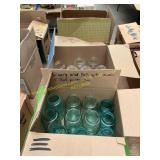 Blue qt and pt jars, clear qt jars