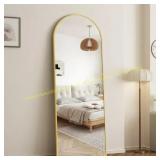 64" x 21" BeautyPeak Arched Full Length Mirror Gol