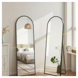 59" x 16" Blory Black Arched Floor Mirror
