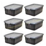 6-Pack Rubbermaid 3-Gal Tote Storage, Black