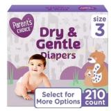 3 Parents Choice Dry Diapers Size 3, 210 Count