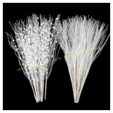 30pk SUPREME XMAS glitter twig decor silver/white