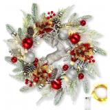 $112 Walasis Christmas Wreath Front Door 20in. Whi