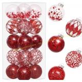 Clear Christmas Ornaments, 20pcs Shatterproof Red