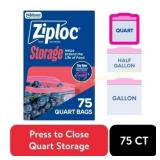 75 ct 4ct Ziploc Storage Bags, Quart, 75 Count