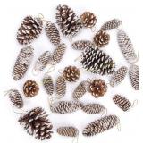 JOHOUSE Natural Pine Cones with Snow, 28PCS