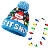 JOYIN Light-up Christmas Beanie with Necklace