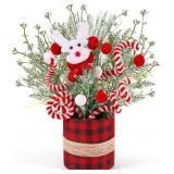 11.8in Mini Christmas Tree with Plush Deer