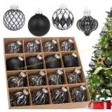 16pk. XIFAN 3.15in. Clear Black & Champagne Balls