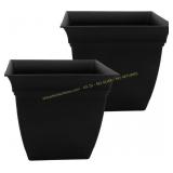 HC Eclipse Square Planter with Saucer, 2-Pack
