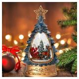 Blue Christmas Snow Globe Lantern with 8 Songs