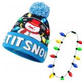 JOYIN Light-up Christmas Beanie with Necklace