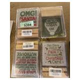 4 ct asst Christmas Clear Acrylic Desk Decor 4 x 4