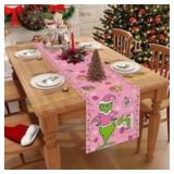 Linen Pink Christmas Table Runner 120" Long