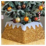 FENGJIDA Christmas Tree Collar 24in. Skirt, Gold