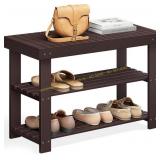 SONGMICS 3-Tier Bamboo Shoe Rack Bench