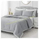 FL/QN Hotel Style 3-Piece Grey Comforter Full/Quee