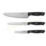Farberware 3-Piece Chef Knife Set, Black Metal