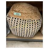 Nourison Pouf Ottoman, Beige/Black