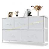 EDX 5-Drawer Dresser, Wood Top, White