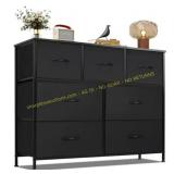 Modern 7-Drawer Fabric Dresser, Black