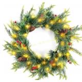 MINDELF 23in. Lighted Wreath, 30LED, Battery-Op