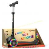 Black Mini 3-Wheel Kids Scooter - LED Wheels