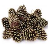 JOHOUSE 12Pcs Pine Cones, 4.5" Gold Pinecones
