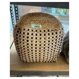 SIMPLIHOME Cullen Boho Cube Pouf, tan/black