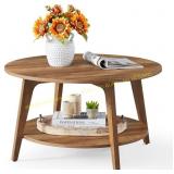 VASAGLE MAEZO Round Coffee Table, 2-Tier