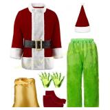 Green Santa Claus Costume for Men Xmas Outfit