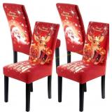 4PC CZL Christmas Stretch Chair Covers, Removable