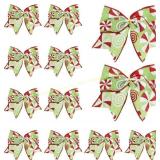 JIEYAO 12 Pcs Red Green Christmas Bows (Green)