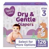 3 Parents Choice Dry & Gentle Diapers 3, 126 ct