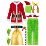 3xl IBQ 10pcs Green Monster Xmas Costume with Mask