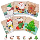 Christmas Wooden Puzzles for Kids 1-3 & 2-4
