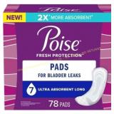 Poise Incontinence Pads for Women, 78Ct